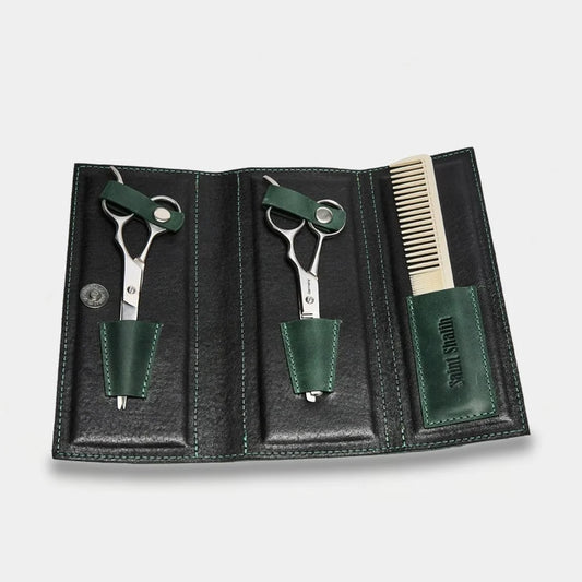 Leather barber scissors case