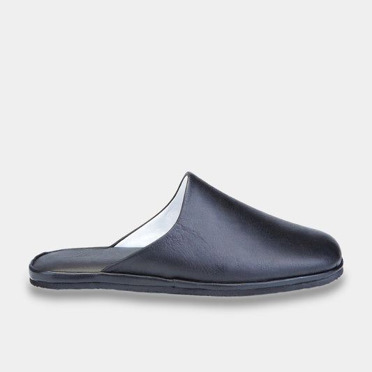 Mens leather slippers Black Classic