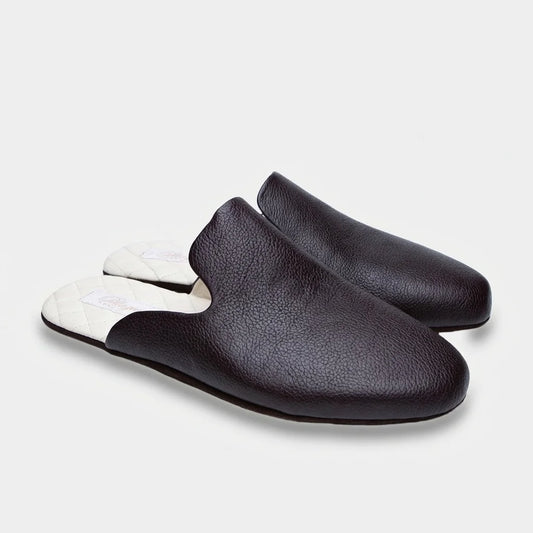 Mens leather slippers Brown Voyager