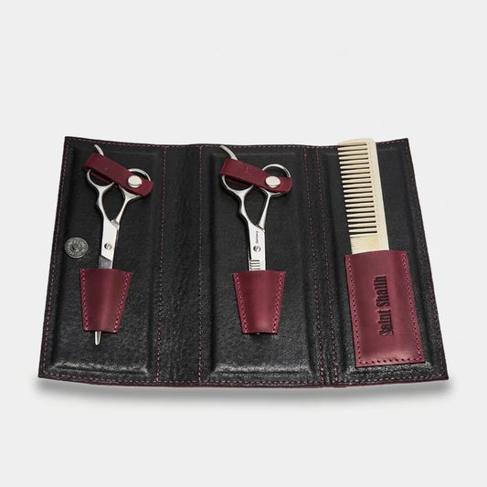 Leather barber scissors case