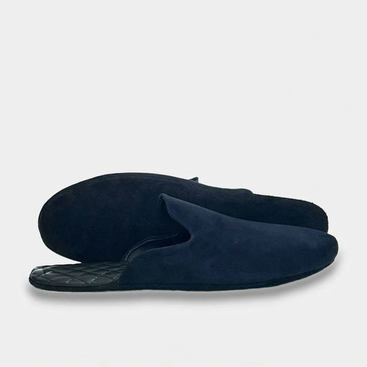 Mens leather slippers Blue Storm