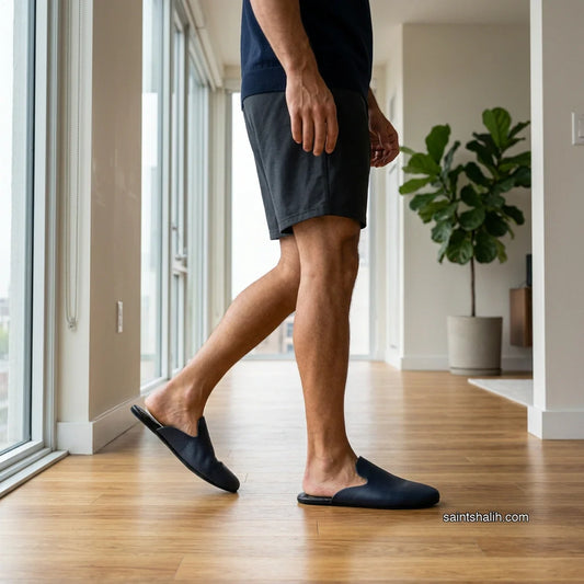 Mens leather slippers Blue Falcon