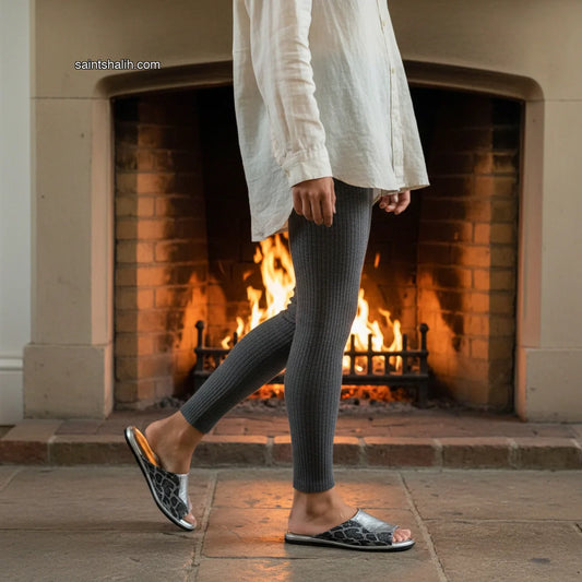 Womens leather slippers Silver Moon