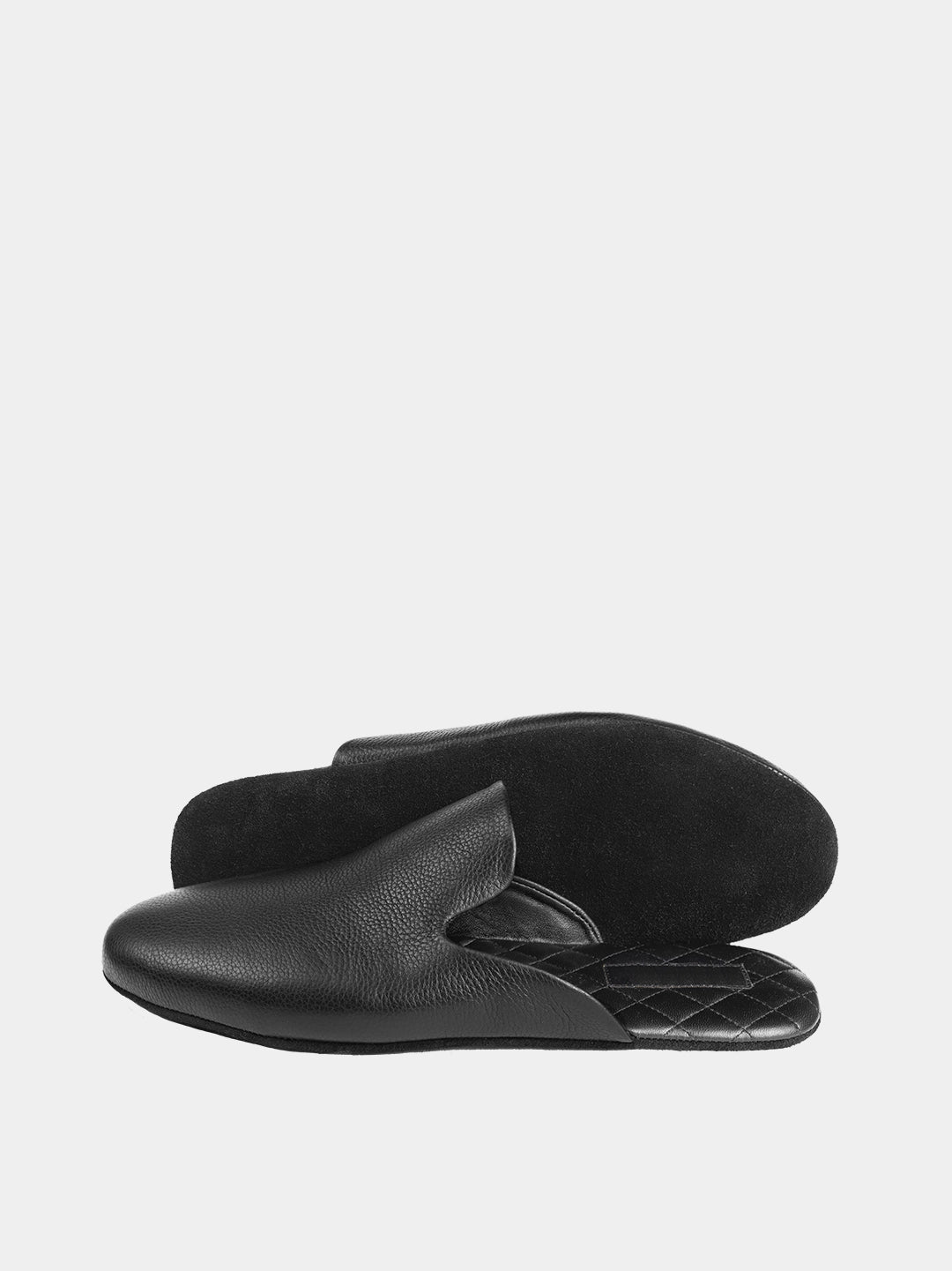 Men's black travel slippers with case Model 1217 Flotar Leather
