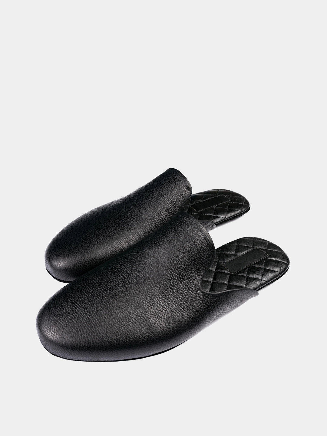 Men's black travel slippers with case Model 1217 Flotar Leather