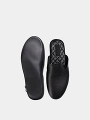 Men's black travel slippers with case Model 1217 Flotar Leather