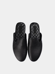 Men's black travel slippers with case Model 1217 Flotar Leather
