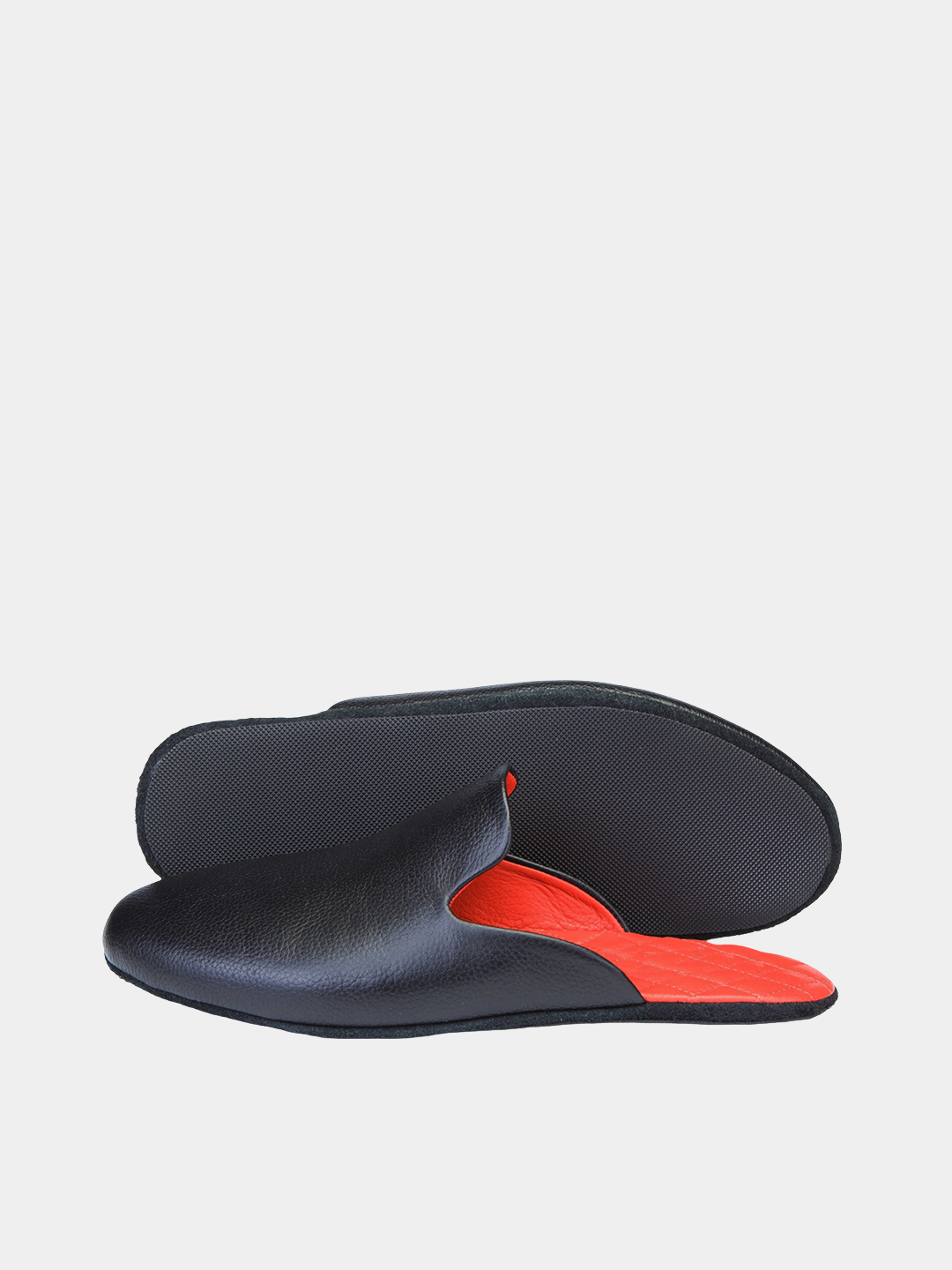 Men's black travel slippers with case Model 1215 Flotar Leather