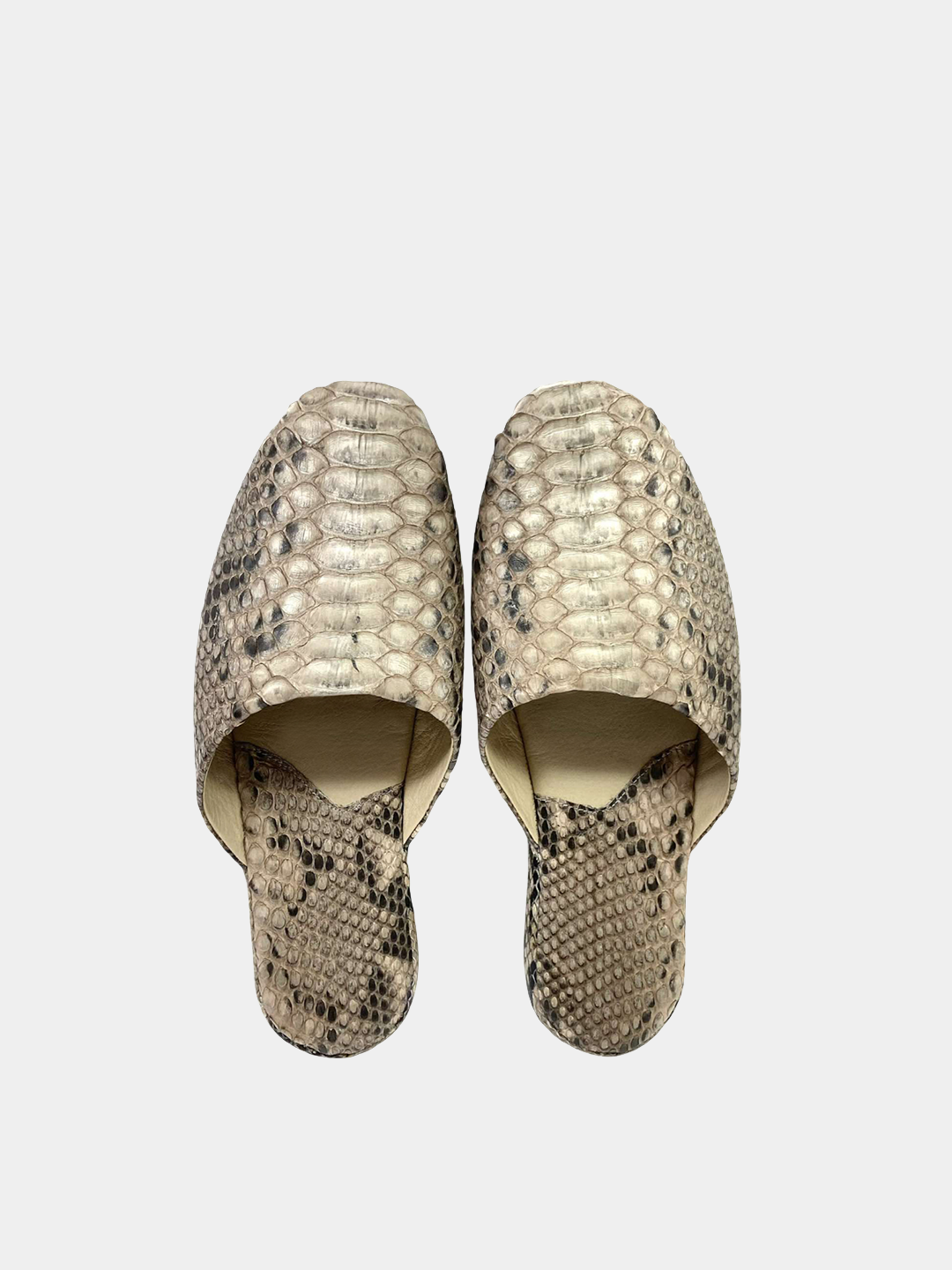 Men's slippers Model 1221 White Python Leather