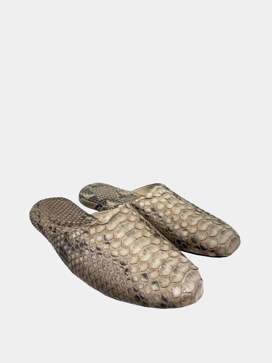 Men's slippers Model 1221 White Python Leather