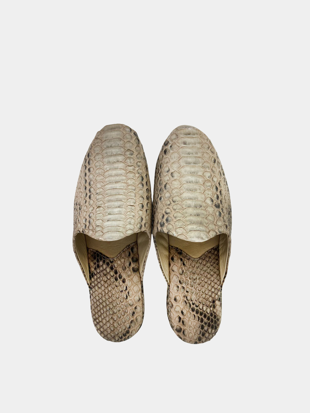 Men's slippers Model 1221 White Python Leather