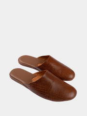 Men's slippers Model 1222 Brown Python Leather