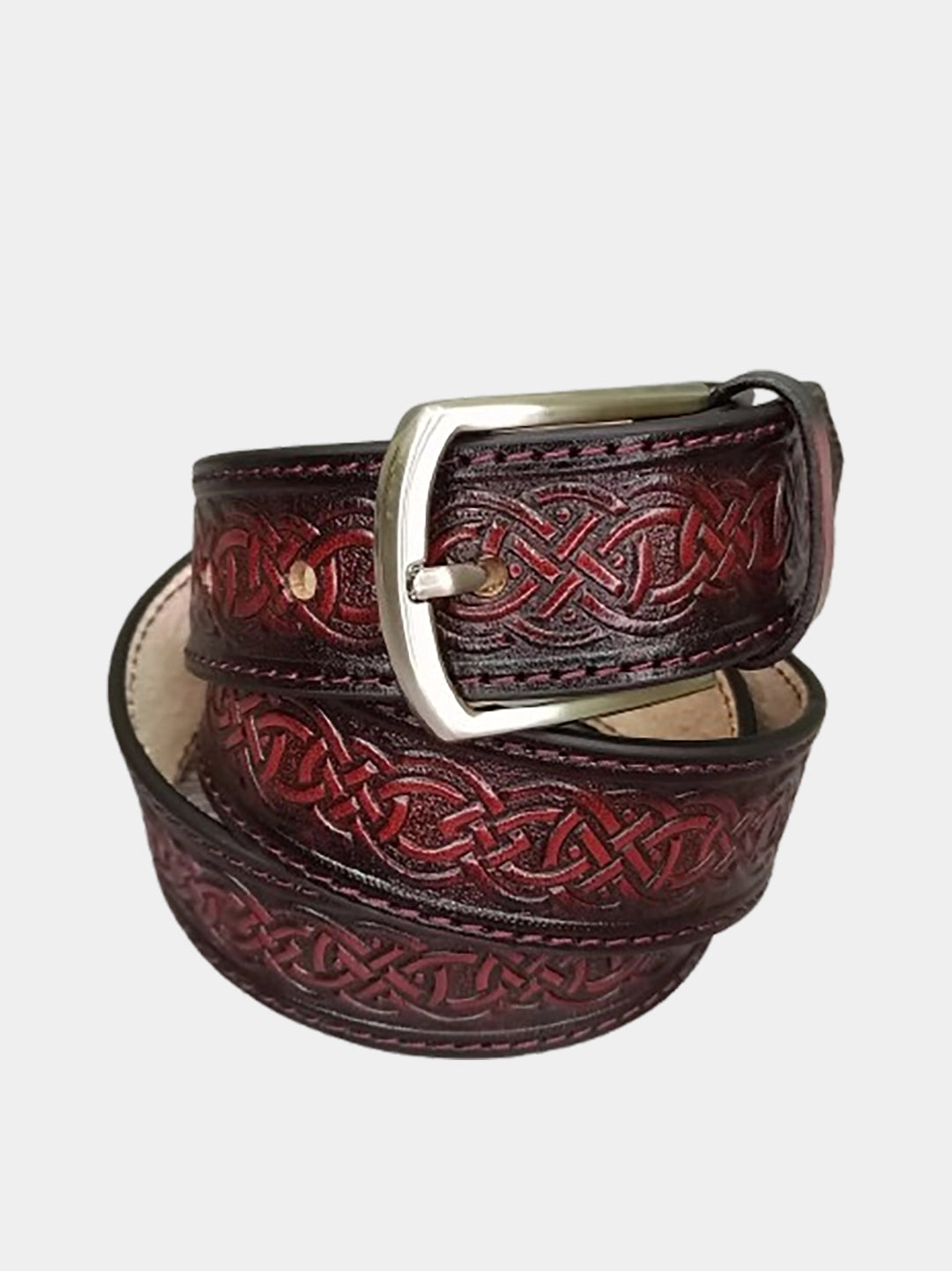 Mens leather belt with embossed celtic pattern Gradient Model 9193