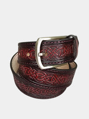 Mens leather belt with embossed celtic pattern Gradient Model 9193