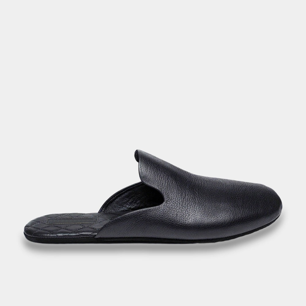 Mens leather slippers Black Phantom
