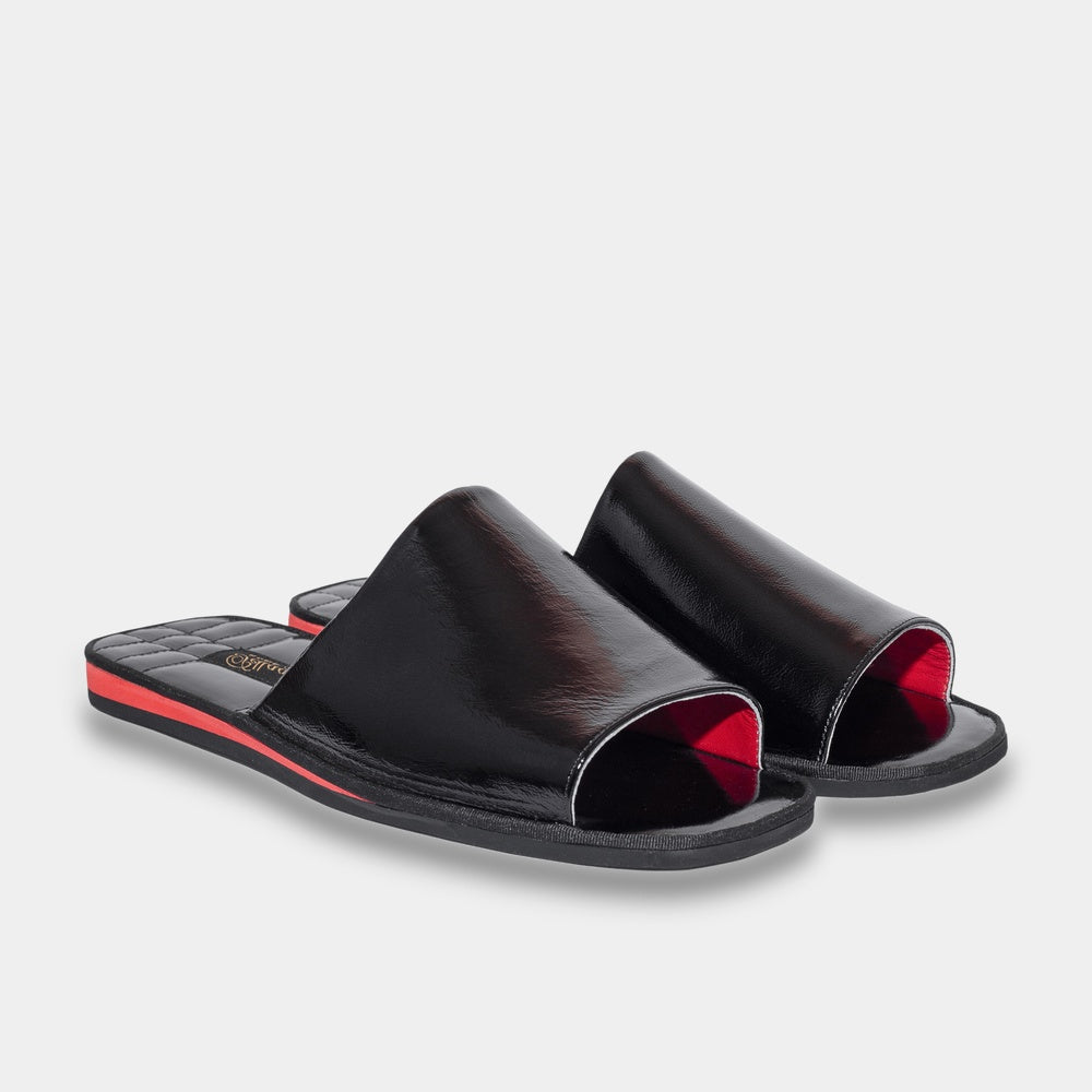 Mens leather slippers Black Velocity