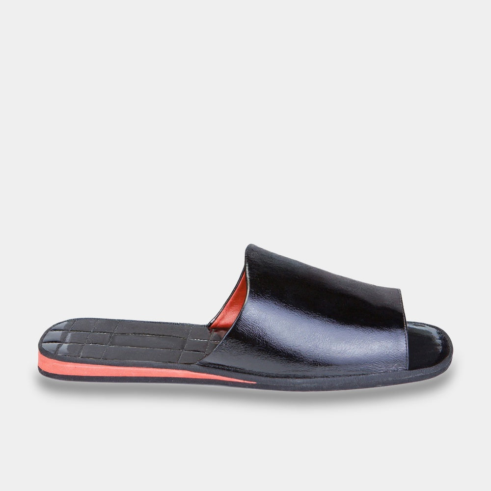 Mens leather slippers Black Velocity