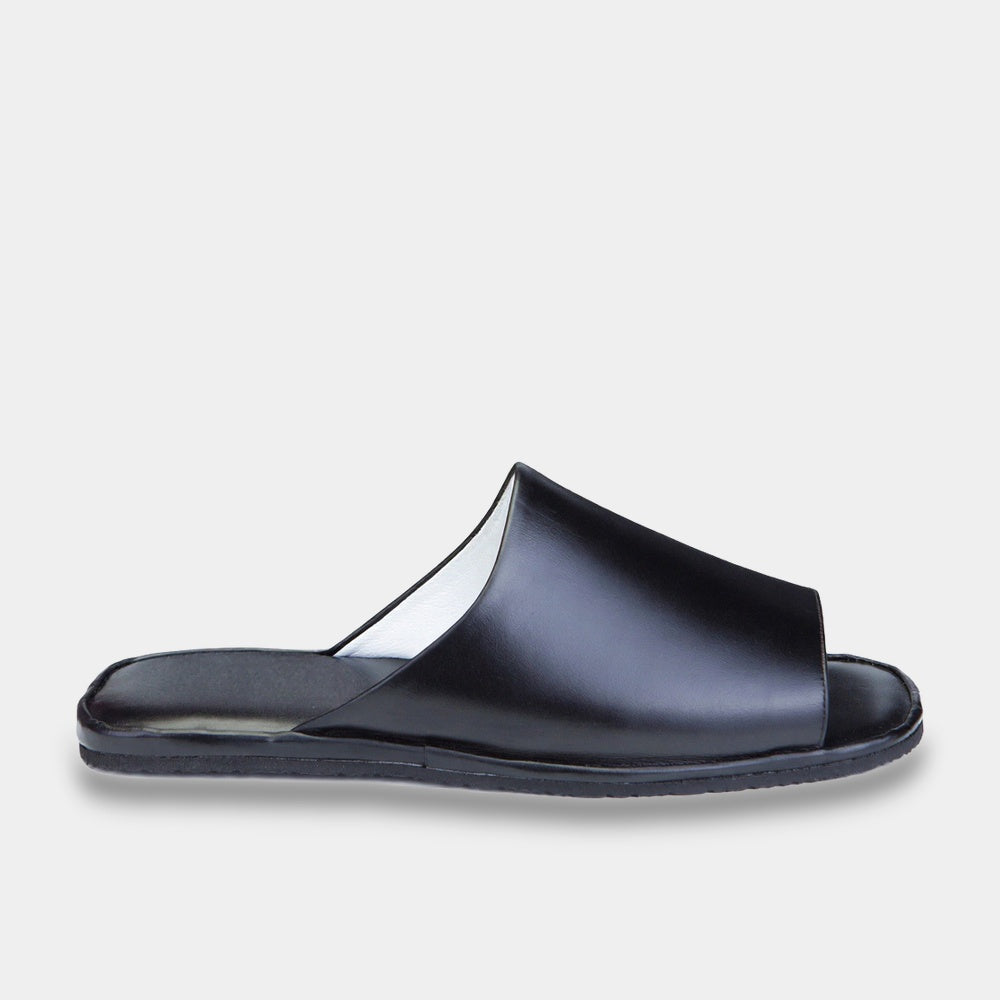 Mens leather slippers Black Zenith