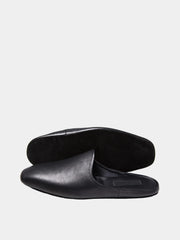 Mens leather slippers Black Comfort