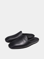 Mens leather slippers Black Comfort