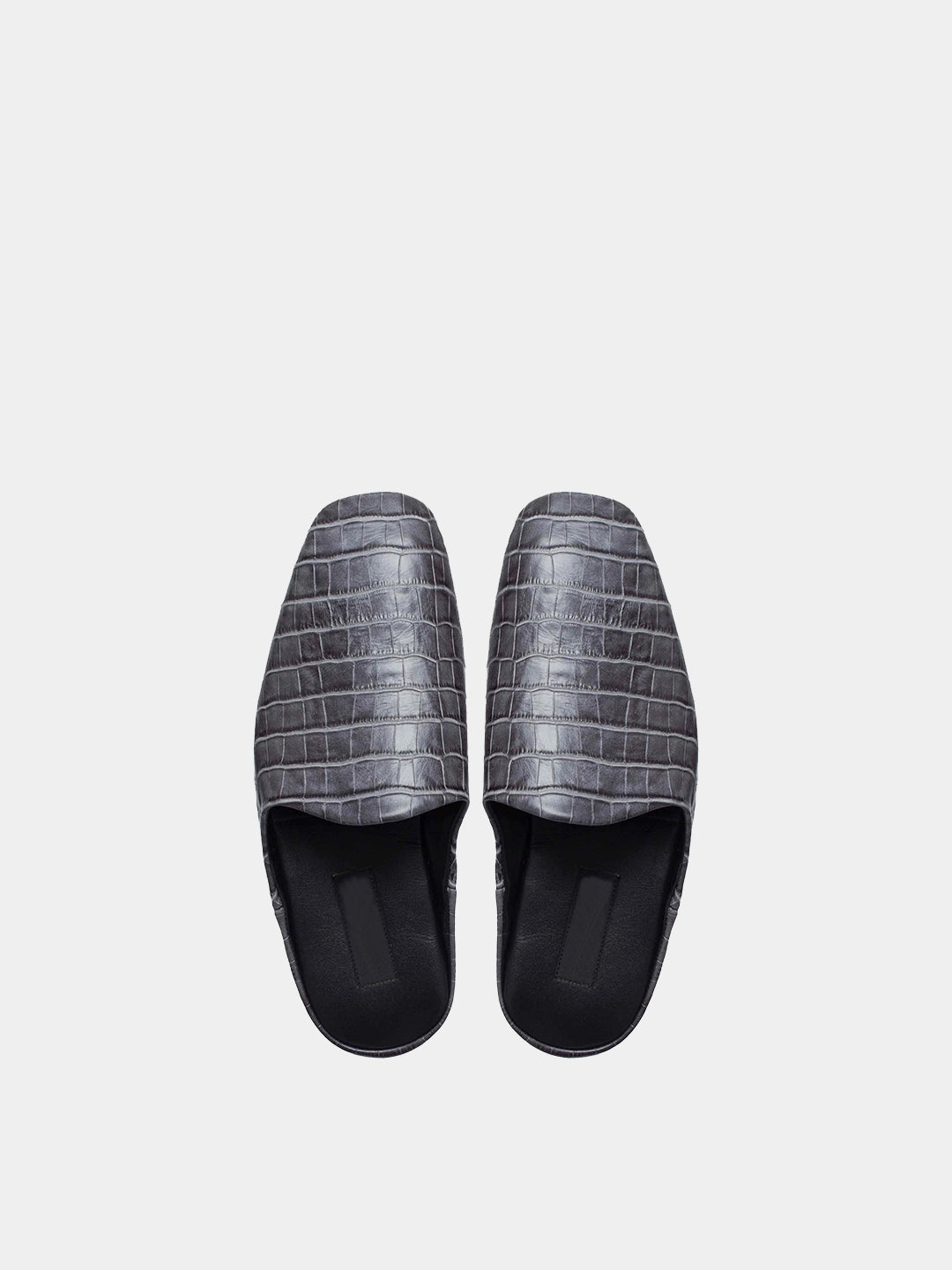 Mens leather slippers Darkgray Сrocodile