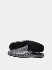 Mens leather slippers Darkgray Сrocodile