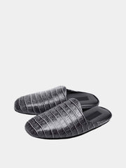 Mens leather slippers Darkgray Сrocodile