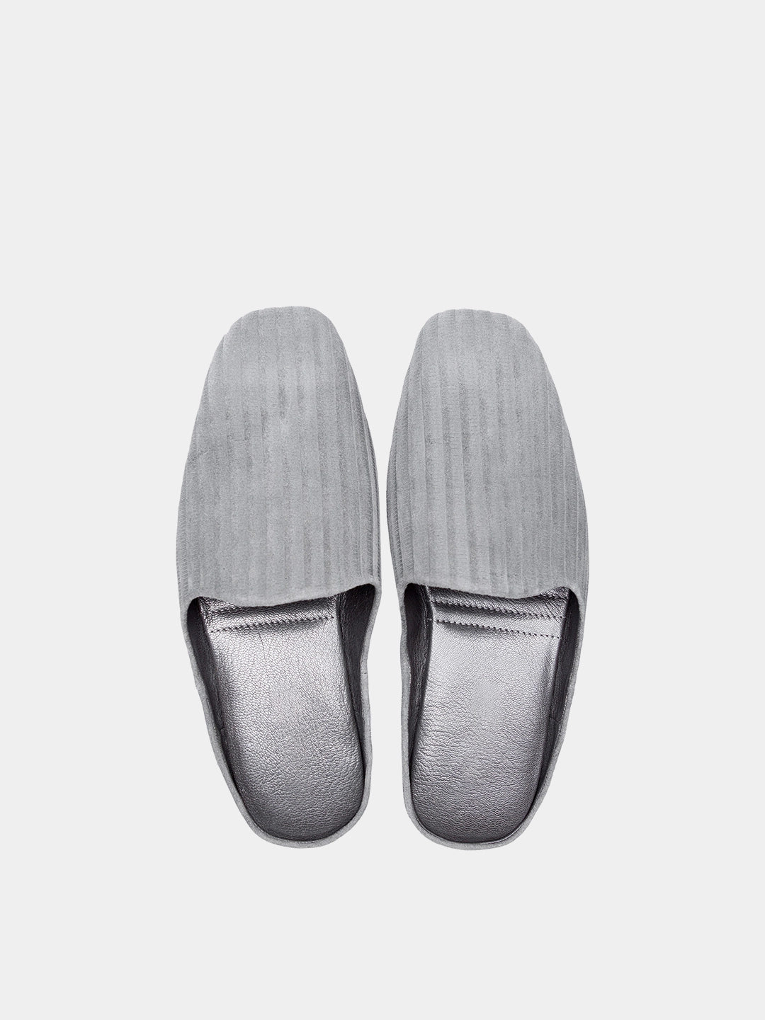 Mens leather slippers Gray Pinstripe