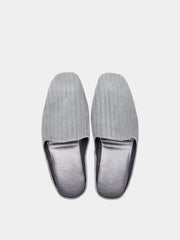 Mens leather slippers Gray Pinstripe