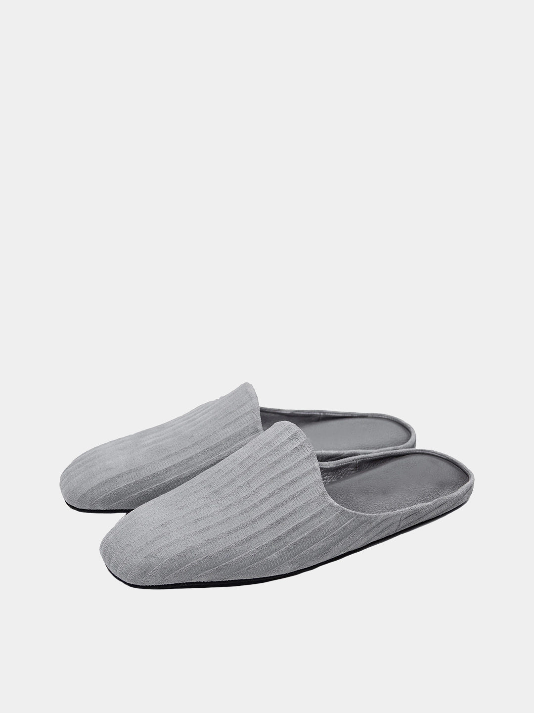 Mens leather slippers Gray Pinstripe