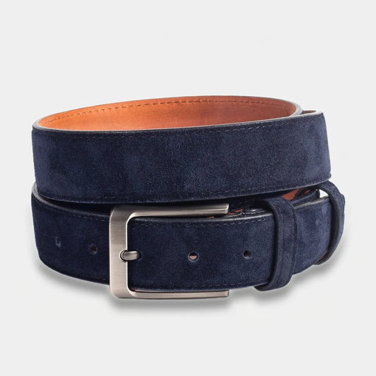 Suede Leather Belt Navy Riviera