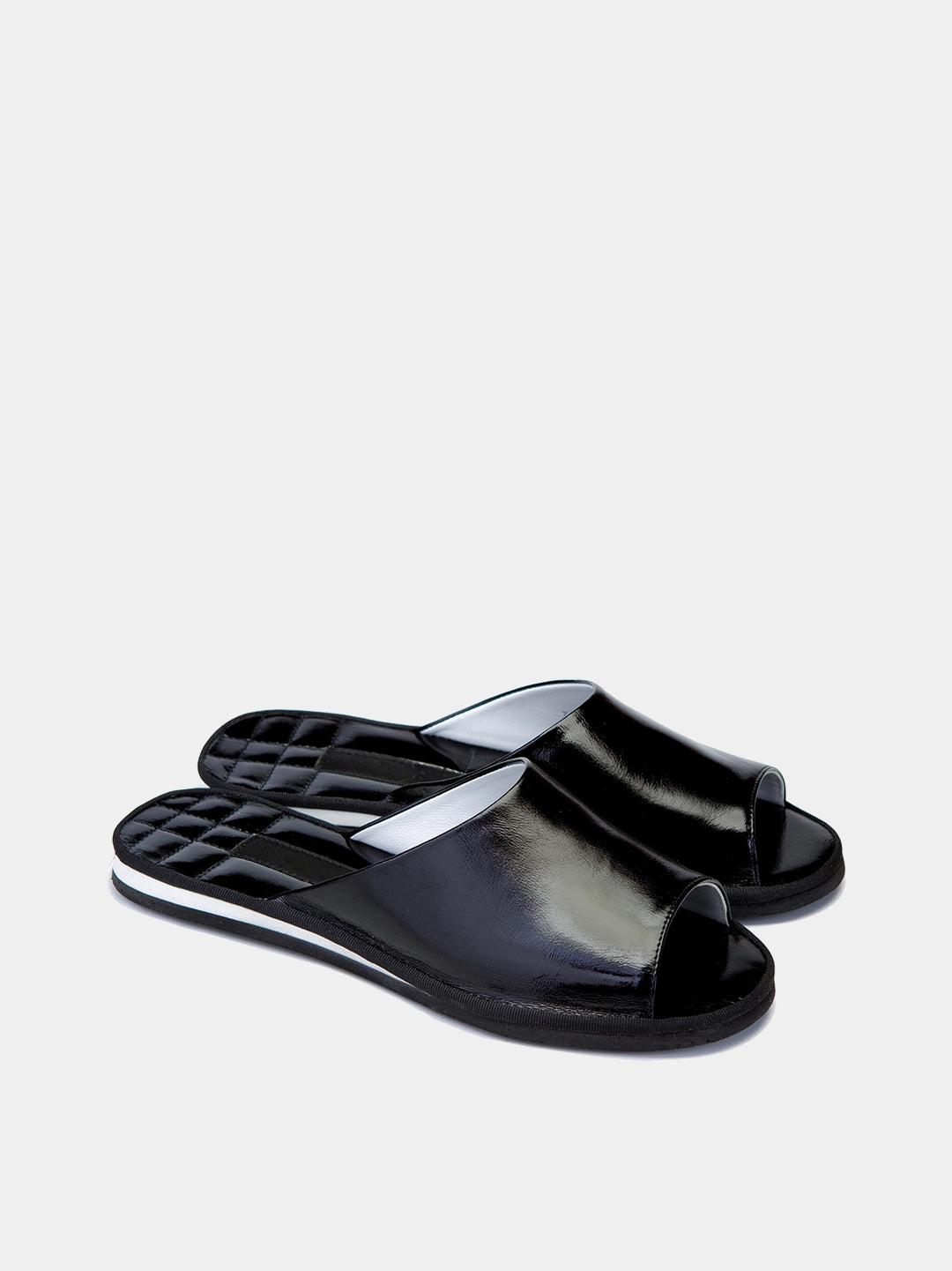Women's black patent slippers Model 1117 Cowhide Leather