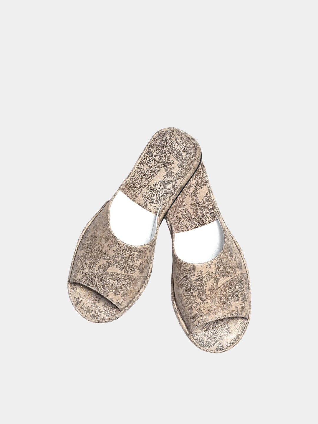 Women's "Beige Cucumber" slippers Model 1105 Flotar Leather