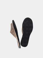 Women's "Beige Cucumber" slippers Model 1105 Flotar Leather
