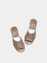 Women's "Beige Cucumber" slippers Model 1105 Flotar Leather