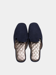 Women's  blue travel slippers with case Model 1109 Suede Leather