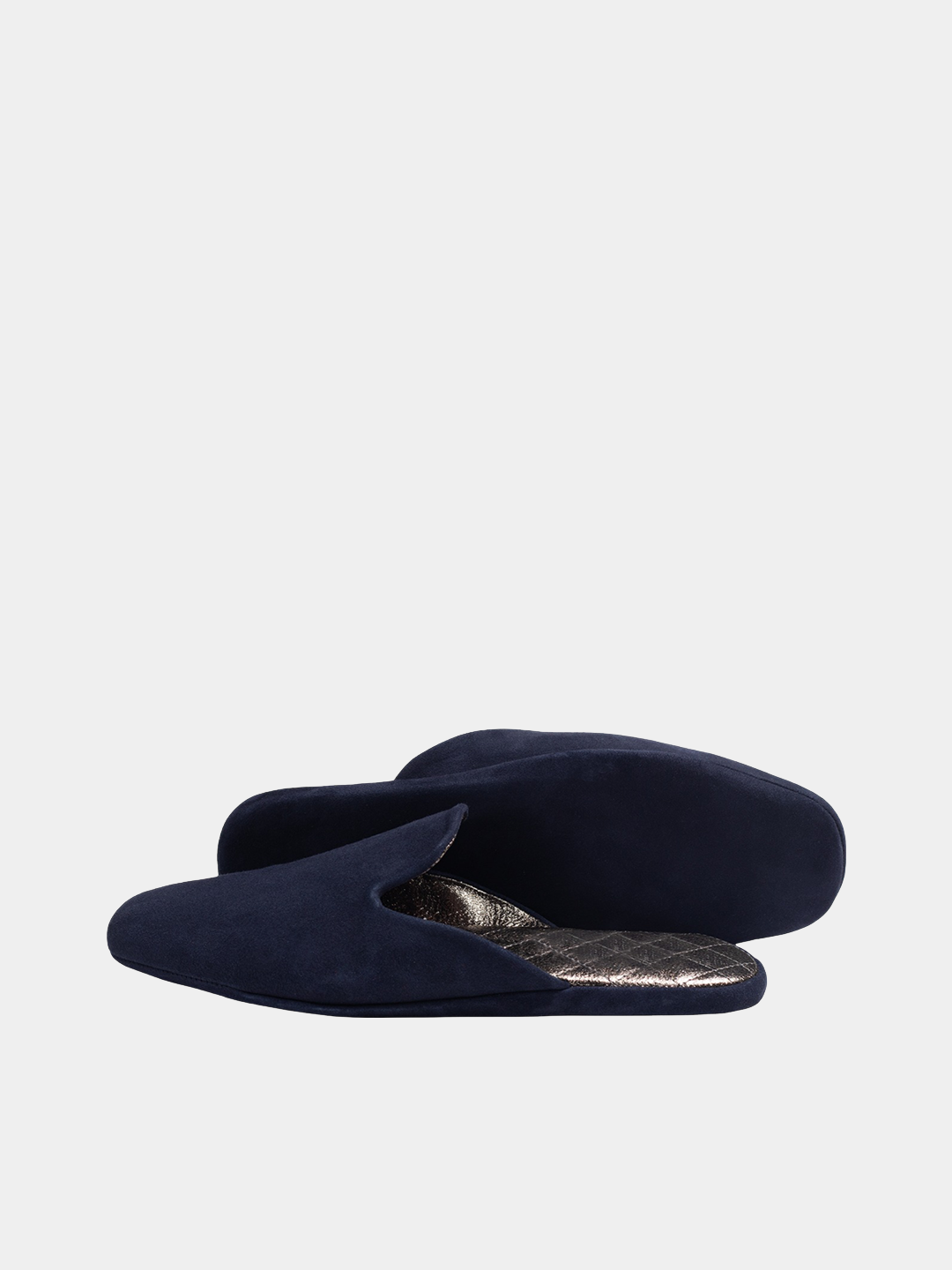 Women's  blue travel slippers with case Model 1109 Suede Leather