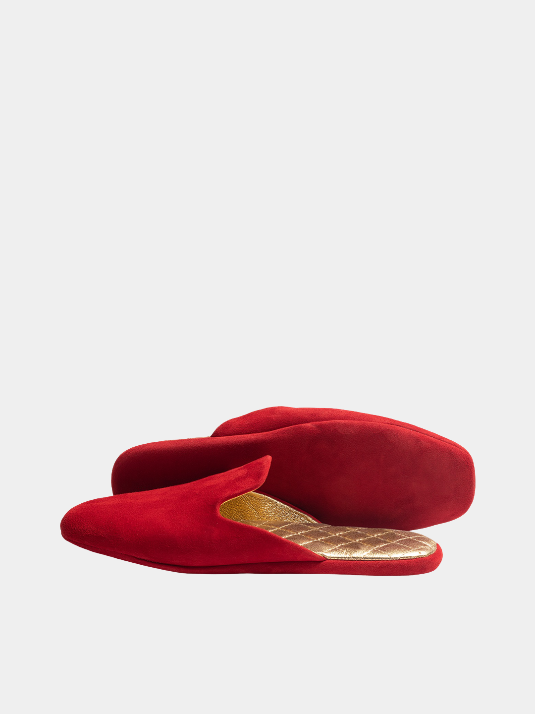 Women's red travel slippers with case  Model 1110 Suede Leather