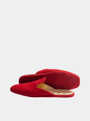 Women's red travel slippers with case  Model 1110 Suede Leather