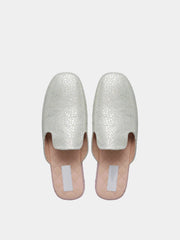 Womens leather travel slippers Silver Light