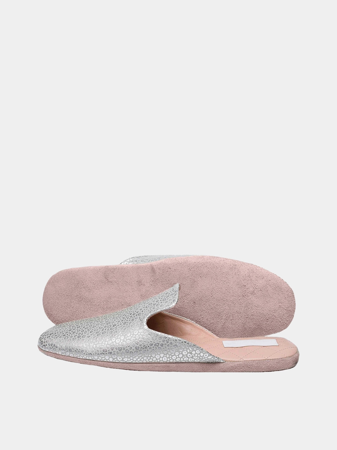 Womens leather travel slippers Silver Light