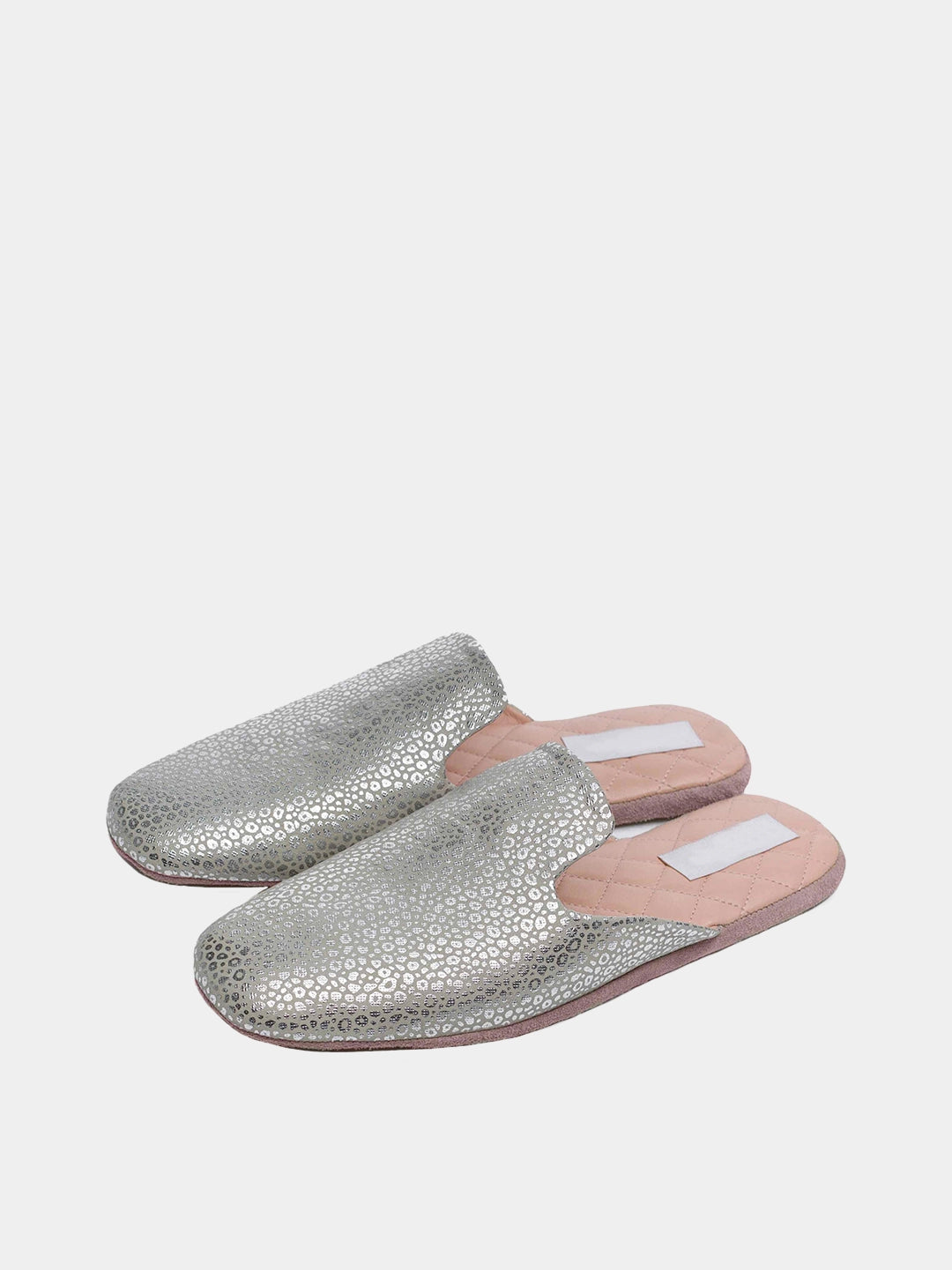 Womens leather travel slippers Silver Light