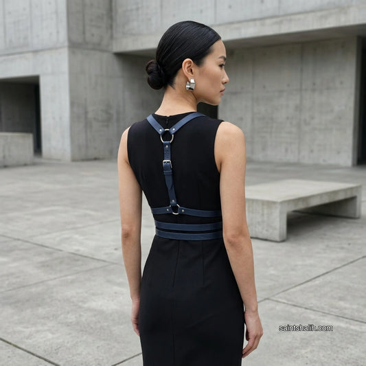 Leather Harness Dark Blue Indigo