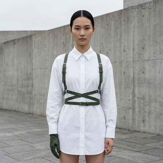 Leather Harness Green Fern