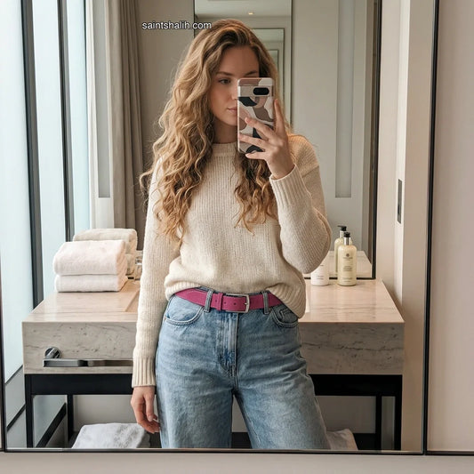 Suede Leather Belt Pink Dusk